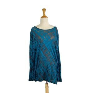 Prairie Cotton M Blue Black Art to Wear Lagenlook Athleisure Sheer Fits L XL 1X